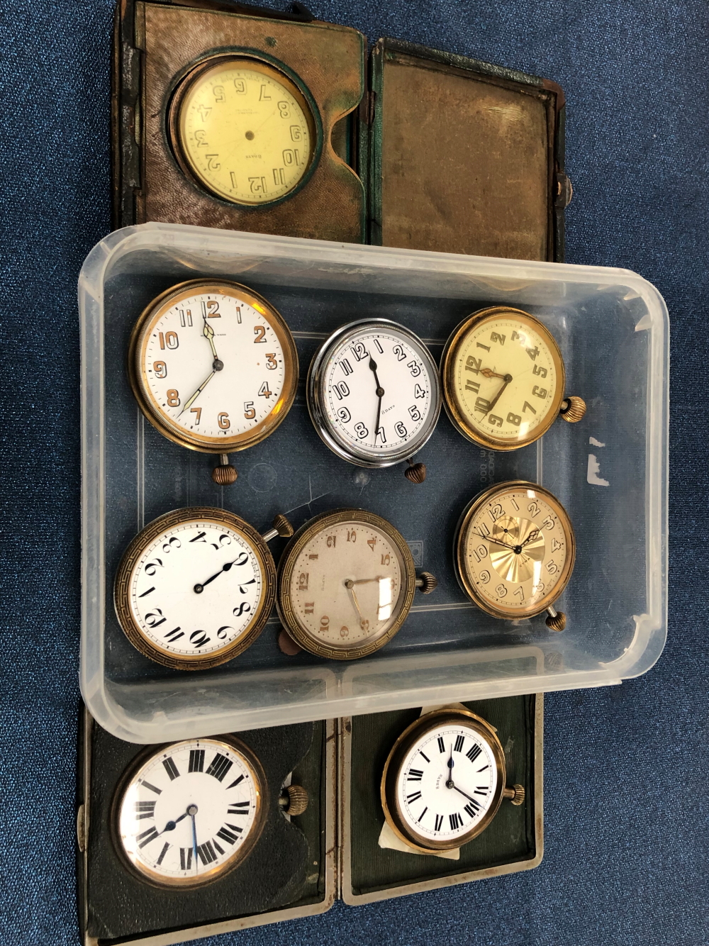 VARIOUS OVER SIZE TRAVEL CLOCK POCKET WATCHES.