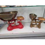 TWO SETS OF KITCHEN SCALES WITH WEIGHTS