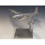 AN ALUMINIUM MODEL OF A FOUR PROP SEAPLANE. W 40cms.