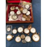 A COLLECTION OF VARIOUS POCKET WATCHES, A STOP WATCH ETC.