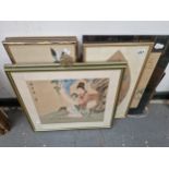 A GROUP OF VARIOUS ORIENTAL WATERCOLOURS AND PRINTS.