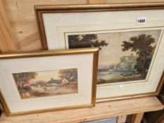 TWO 19TH C. SMALL WATERCOLOURS.