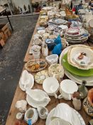 A EXTENSIVE COLLECTION OF CHINA WARES TO INCLUDE MASONS, ORIENTAL PLATES, NORITAKI, WEDGWOOD PART
