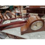 A VIENNA TYPE WALL CLOCK AND A MANTLE CLOCK.