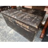 A ORIENTAL VELLUM BOUND BLANKET CHEST