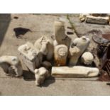 VARIOUS CARVED STONE FIGURES