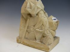 MICHAEL ROYDE-SMITH, ARR. A LIMESTONE SCULPTURE OF A SAGE IN A MOUNTAIN RETREAT WITH AN ANIMALS HEAD
