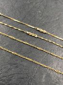 AN ANTIQUE FANCY LINK GOLD CHAIN, WITH BARRELL CLASP. THE CHAIN WITH 15ct TAG ATTACHED, ASSESSED