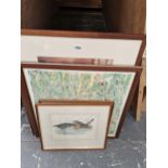 VARIOUS ANTIQUE MOUNTED PRINTS AND FOUR FRAMED PICTURES