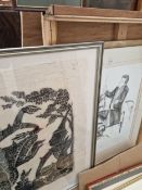 A PAIR OF SIGNED PRINTS THE CONDUCTOR AND THE PIANIST TOGETHER WITH A PAIR OF INDONESIAN RUBBING'