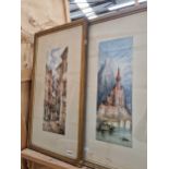 A PAIR OF WATERCOLOUR CONTINENTAL TOWN SCAPE'S SIGNED ROUSSE