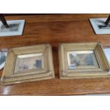 A PAIR OF GILT FRAME COASTAL SCENE PICTURES