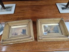 A PAIR OF GILT FRAME COASTAL SCENE PICTURES
