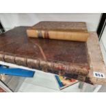 A LARGE VICTORIAN SCRAP ALBUM TOGETHER WITH A 1802 LEATHER BOUND REPORTS OF CASES ARGUED AND