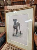 A PASTEL PORTRAIT OF A DOG CORBY SIGNED KEVIN HUNT