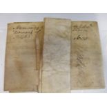 A 1655 VELLUM DOCUMENT INSCRIBED HAMMOND AND HIS WIFE'S FINE TO EDWARD BARNARD OF LAND IN POLSTED