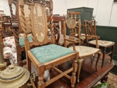 A GROUP OF SIX ANTIQUE AND LATER SALON AND DINING CHAIRS.