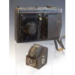 A GOLZ BREUTMANN MENTOR CAMERA WITH A ZEISS LENS AND VARIOUS PLATES, TOGETHER WITH AN ENSIGN FUL-VUE