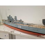 A SMALL SCRATCH BUILT MODEL OF A WAR SHIP