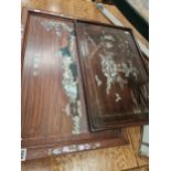 TWO ORIENTAL HARDWOOD AND MOTHER OF PEARL WALL PANELS