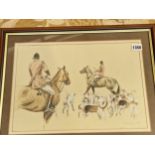 A WATERCOLOUR STUDY HUNTSMAN AND HOUNDS SIGNED ROSS GOODE