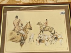 A WATERCOLOUR STUDY HUNTSMAN AND HOUNDS SIGNED ROSS GOODE