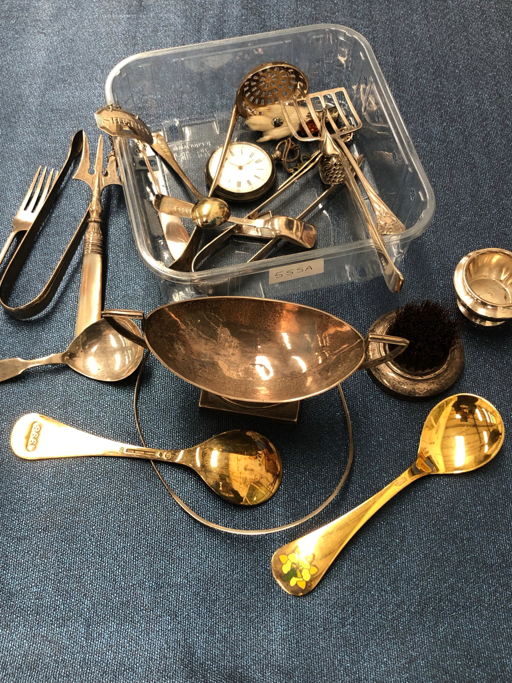 TWO GEORG JENSEN SILVER GILT YEAR SPOONS, VARIOUS GEORGIAN AND LATER HALLMARKED SILVER CUTLERY, WINE