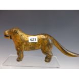 A GOLD PAINTED IRON CANINE FORM NUT CRACKER,
