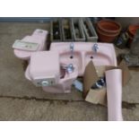 A VILLEROY & BOCH RETRO BATHROOM SUITE IN MATT PINK