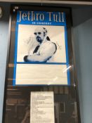 JETHRO TULL; SIGNED POSTER FRAMED WITH SETLIST FROM AUTUMN '99 TOUR - SIGNED BY ;IAN ANDERSON,