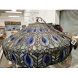 A TIFFANY STYLE LEADED GLASS CEILING SHADE