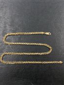 A HALLMARKED 9ct GOLD THREE COLOUR TWISTED LINK NECKLACE, LENGTH 46cms. WEIGHT 12.24grms.