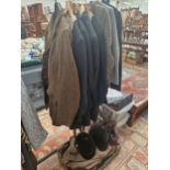 A QUANTITY OF VINTAGE RIDING AND HUNTING COATS AND JACKETS ETC.