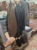 A QUANTITY OF VINTAGE RIDING AND HUNTING COATS AND JACKETS ETC.