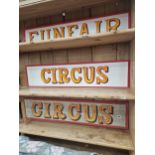 THREE CIRCUS AND FUN FAIR SIGNS