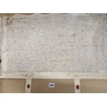 A 1694 PARCHMENT INDENTURE RELATING TO THE HERBERT FAMILY OF BROMSGROVE, LATER MOUNTED ONTO CARD