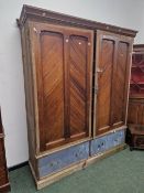 A LARGE PITCH PINE HOUSEKEEPERS CUPBOARD.