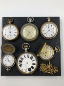 SIX VARIOUS POCKET WATCHES TO INCLUDE ROLCO, WALTHAM, AN OCTAVA MOVEMENT EXAMPLE, THE AMIR, A JEAN