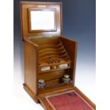 AN EARLY 20th C. MAHOGANY TABLE TOP STATIONERY BOX. THE FALL FRONT LEATHER INSET FOR WRITING AND