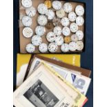 A QUANTITY OF POCKET WATCH MOVEMENTS AND VARIOUS HOROLOGICAL PUBLICATIONS.