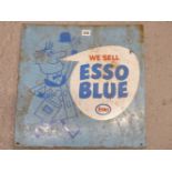 A BLUE GROUND ENAMEL SIGN, WE SELL ESSO BLUE. 46 x 46cms.