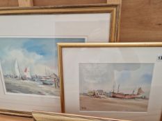 TWO WATERCOLOUR COASTAL SCIENCES BY PETER TOMS.
