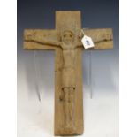 MICHAEL ROYDE-SMITH, ARR. A CARVED WOOD CRUCIFIX. H 49cms.