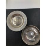 A FRENCH, CHARLES BARRIER, MINERVA HEAD SILVER EGG CUP TRAY, TOGETHER WITH A HALLMARKED SILVER