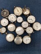 A QUANTITY OF SILVER AND WHITE METAL CASED POCKET WATCHES.