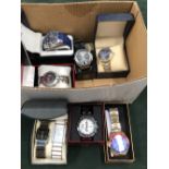 AN UNUSUAL WATCH LIGHTER AND A COLLECTION OF VARIOUS MODERN WATCHES.
