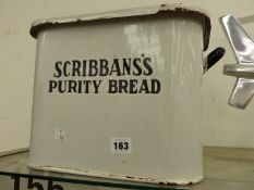 A VINTAGE SCRIBBANS'S PURITY BREAD ENAMEL BREAD BIN.