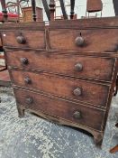 A 19th C. MAHOGANY CHEST OF FIVE DRAWERS.