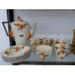 A BURGHLEY WARE LAWLEYS ART DECO COFFE SET.