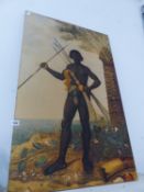 A LARGE PRINT OF A WARRIOR.